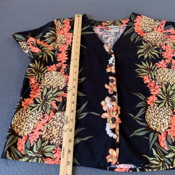 Vintage Hilo Hattie The Hawaiian Original Sz Large Top & Wrap Skirt Set Black - Picture 10 of 13